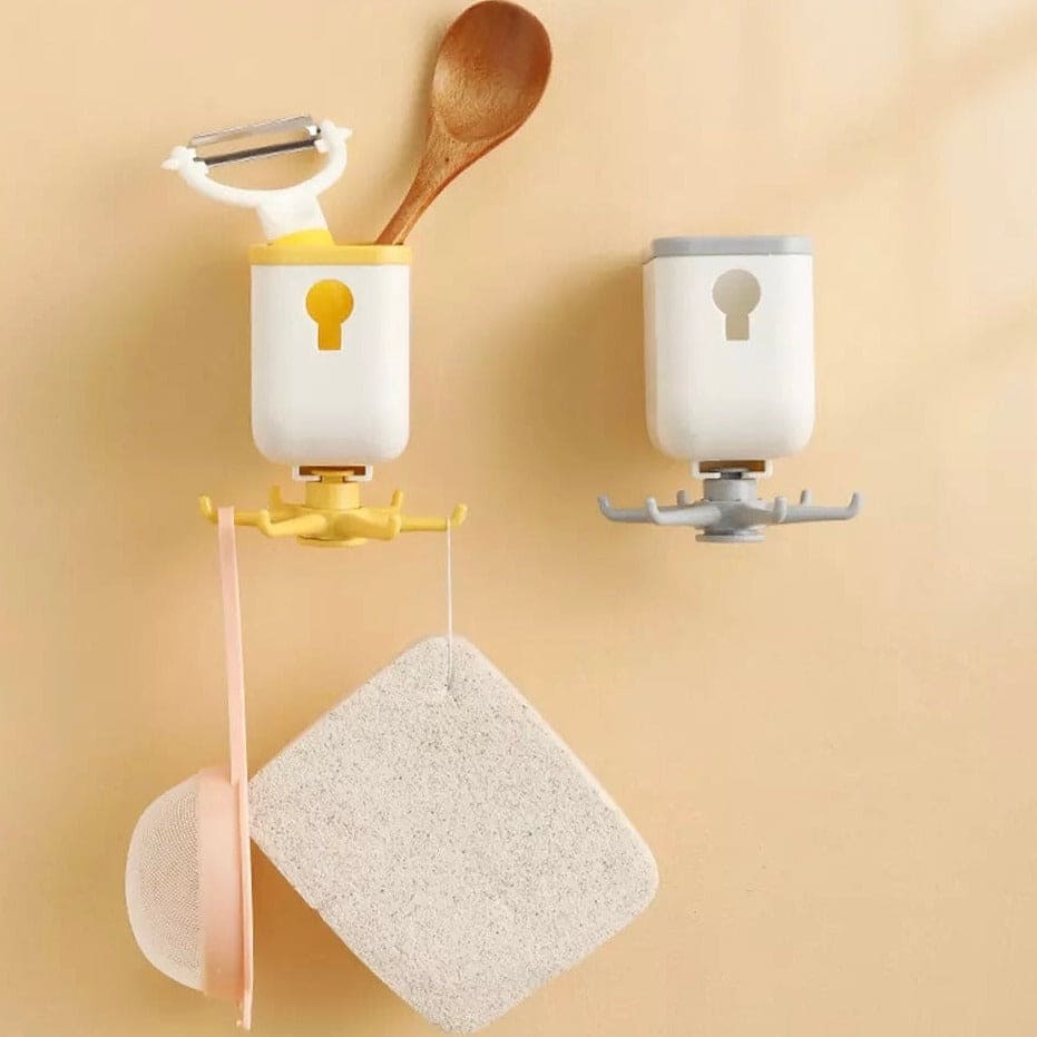 Creative New Storage Rotating Rack With Claw Hook, 360 Rotatable Hook Storage Hanger, Punch Free Multipurpose Hook, Home Storage Cabinet Rack, Wall Mounted Spoon Holder Rack Creative New Storage Rotating Rack With Claw Hook, 360 Rotatable Hook Storage Hanger, Punch Free Multipurpose Hook, Home Storage Cabinet Rack, Wall Mounted Spoon Holder Rack